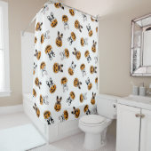 Rideaux De Douche Motif des Bulldogs d'Halloween (En situation)