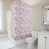 Rideaux De Douche motif des chats et des fleurs (En situation)