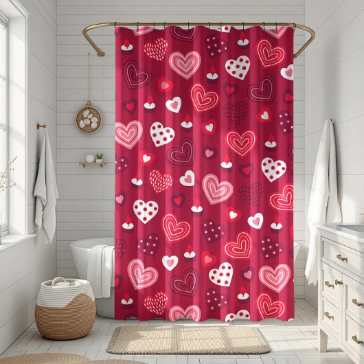 Rideaux De Douche Motif des coeurs de la Saint-Valentin rouge