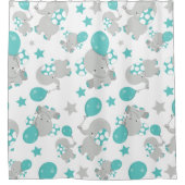 Rideaux De Douche Motif Des Eléphants, Eléphants Mignons - Gris Bleu (Devant)