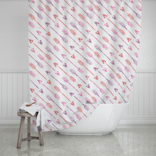 Rideaux De Douche Motif des flèches d'aquarelle rose et violet