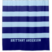 Rideaux De Douche Motif des rayures bleu marine et bleu ciel profond (Devant)