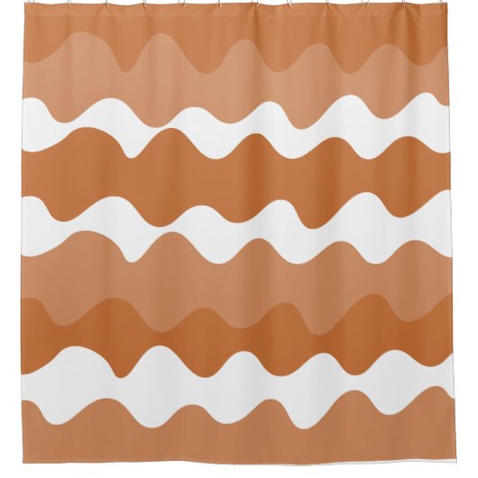 Rideaux De Douche motif des vagues horizontales Brown et blanc (Devant)