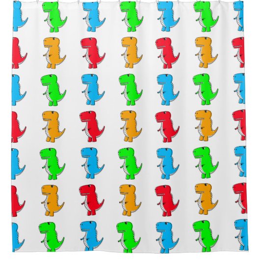 Rideaux De Douche Motif Dessin Cute Dino Sur Blanc (Devant)