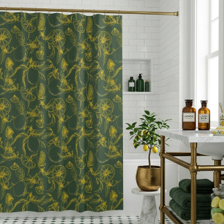 Rideaux De Douche Motif dessiné à la main de citrons jaunes sur fond