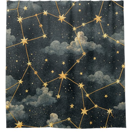 Rideaux De Douche Motif d'étoile de constellation céleste (1) (Devant)