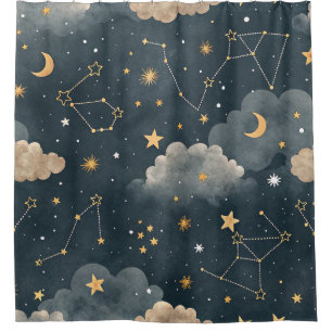 Rideaux De Douche Motif d'étoile de constellation céleste (5)