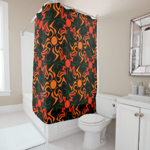 Rideaux De Douche Motif d'étoile tribale verte et jaune