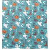 Rideaux De Douche Motif d'Halloween Turquoise amusant (Devant)