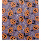 Rideaux De Douche Motif d'Halloween violet Jack-O-lanterne (Devant)