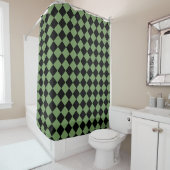 Rideaux De Douche Motif diamant de Black Checker vert (En situation)