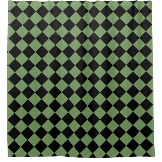 Rideaux De Douche Motif diamant de Black Checker vert (Devant)