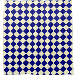 Rideaux De Douche Motif diamant jaune bleu Checker