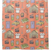 Rideaux De Douche Motif d'icônes colorées AMIS™ (Devant)