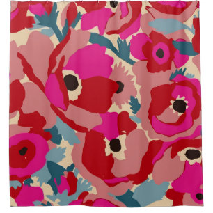 Rideaux De Douche Motif d'illustration de fleurs. Moti botanique flo