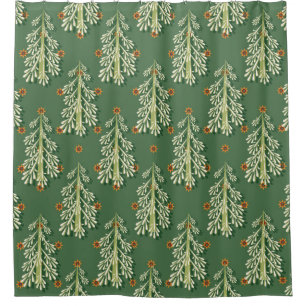 Rideaux De Douche Motif d'illustration des arbres de Noël