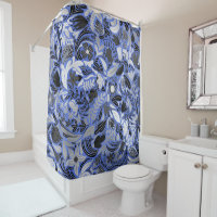 Motif d'illustration Feuilles floral bleu argent