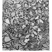 Rideaux De Douche Motif d'illustration Feuilles floraux noirs argent (Devant)