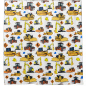 Rideaux De Douche Motif d'illustrations de véhicules de construction (Devant)