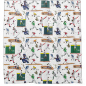 Rideaux De Douche Motif d'illustrations des joueurs de baseball (Devant)