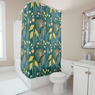 Rideaux De Douche Motif d'illustrations du jardin floral moderne en
