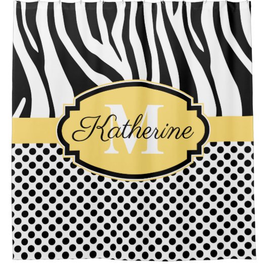 Rideaux De Douche Motif d'impression et de points Zebra (Devant)
