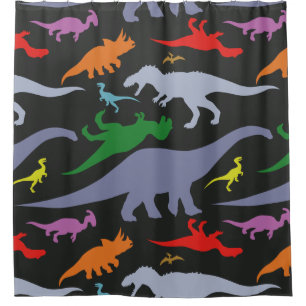 Rideaux De Douche Motif Dinosaure coloré (foncé)