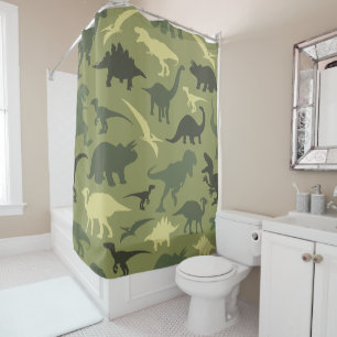 Rideaux De Douche Motif Dinosaure, Silhouette Dinosaure, Dino Vert