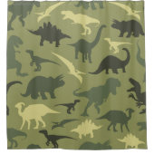 Rideaux De Douche Motif Dinosaure, Silhouette Dinosaure, Dino Vert (Devant)