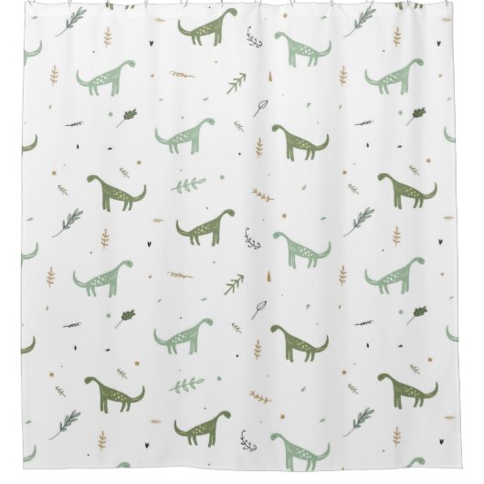 Rideaux De Douche Motif Dinosaure Vert (Devant)