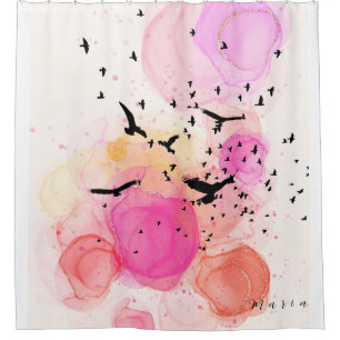 Rideaux De Douche motif d'oiseaux colorés Abstraits