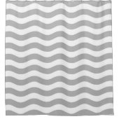 Rideaux De Douche Motif d'onde côtière gris et blanc (Devant)