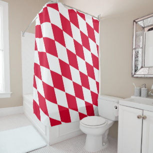 Rideaux De Douche Motif du drapeau diamant de Bavière rouge et blanc