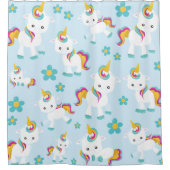Rideaux De Douche Motif D'Unicornes, De Mignons Unicornes, Fleurs (Devant)