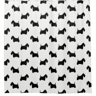 Rideaux De Douche Motif écossais Terrier Silhouettes