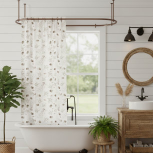 Rideaux De Douche Motif élégant de winterberry de forêt à l'aquarell