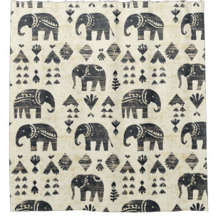 Rideaux De Douche Motif éléphant bohème tribal (1)