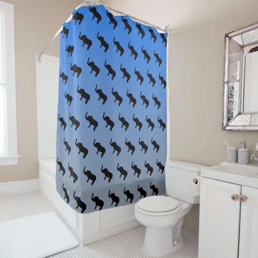 Rideaux De Douche Motif Eléphant Silhouette (En situation)