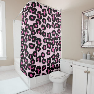 Rideaux De Douche Motif Empreinte de léopard rose et noir