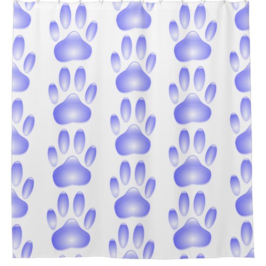 Rideaux De Douche Motif Empreinte de patte en verre bleu (Devant)