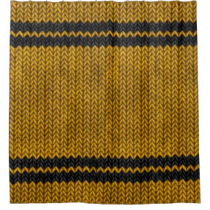Rideaux De Douche Motif en bande à l'aspect knit jaune