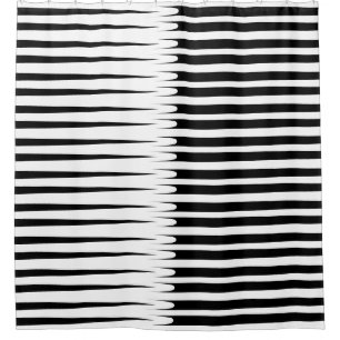 Rideaux De Douche Motif en bande noir blanc unique Abstrait élégant