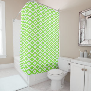 Rideaux De Douche Motif en diamant vert et blanc