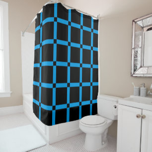 Rideaux De Douche Motif en Grille Bleue Noir & Néon