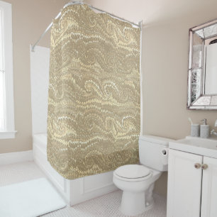 Rideaux De Douche Motif en marbre moderne Abstrait beige perlées