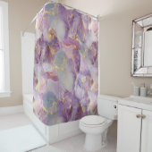 Rideaux De Douche Motif en marbre Pastel Lilac, Parties scintillant  (En situation)