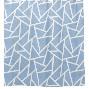 Rideaux De Douche Motif en mosaïque bleu pâle et blanc