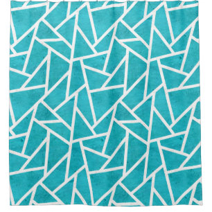 Rideaux De Douche Motif en mosaïque bleu-vert et blanc