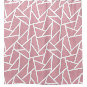 Rideaux De Douche Motif en mosaïque corail et blanc