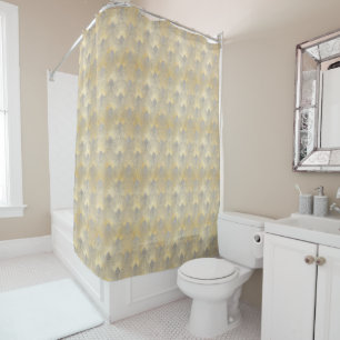 Rideaux De Douche motif en or Brown, motif en plumes de ventilateur,